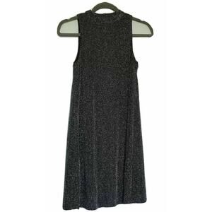 Love Fire mock Neck Black Metallic a line mini Dress sz Xs